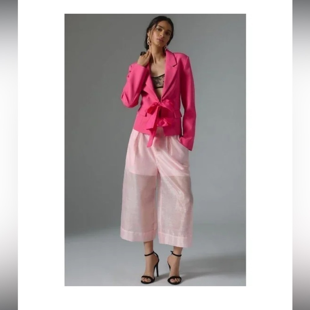 Maeve by Anthropologie hot barbie pink blazer with bow‎ ties